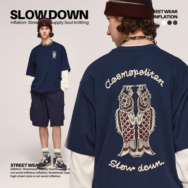 carp streamer textured print T-shirt 2416S23