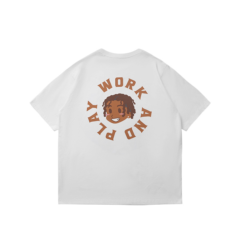 Fun cartoon avatar letter print T-shirt 2550S23