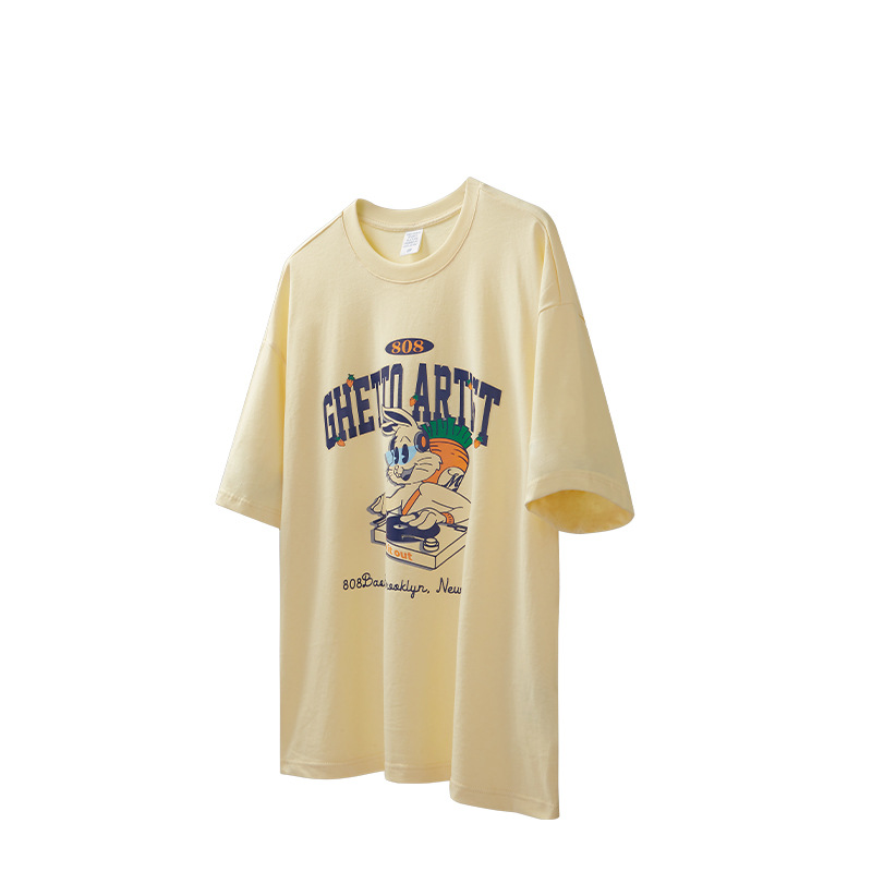 Hip-hop DJ rabbit print letter T-shirt 2428S23