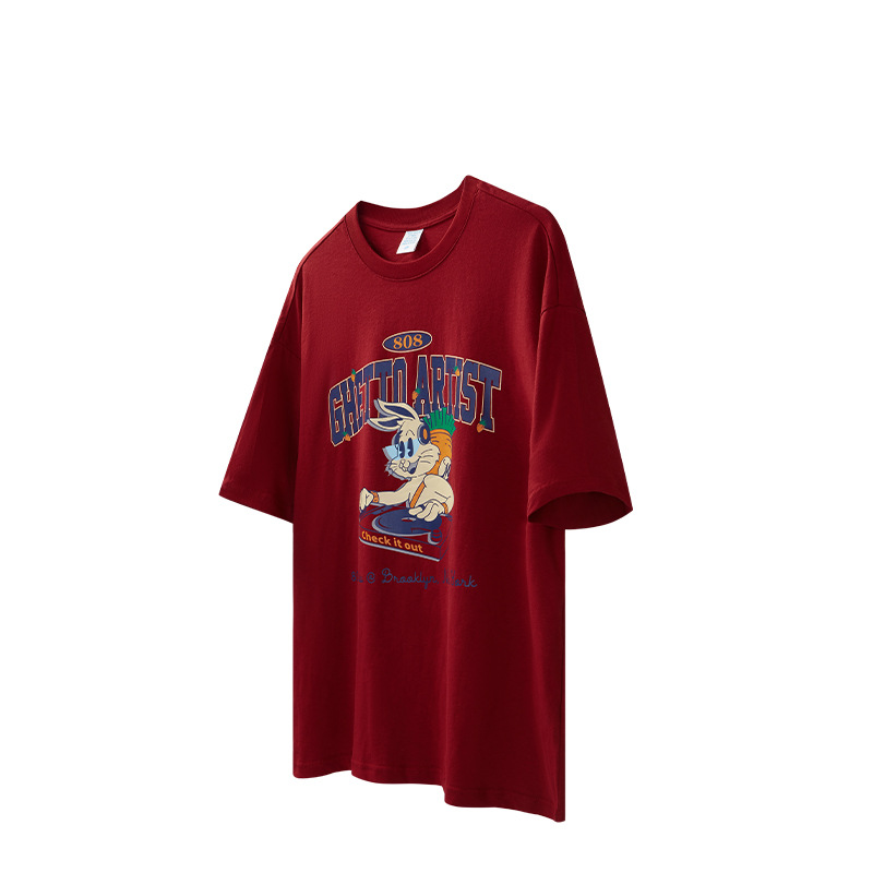 Hip-hop DJ rabbit print letter T-shirt 2428S23