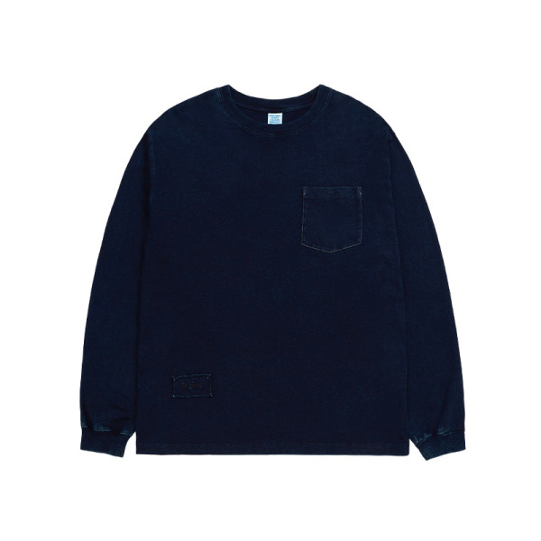 Indigo Knit Denim Long Sleeve T-Shirt 1006W22