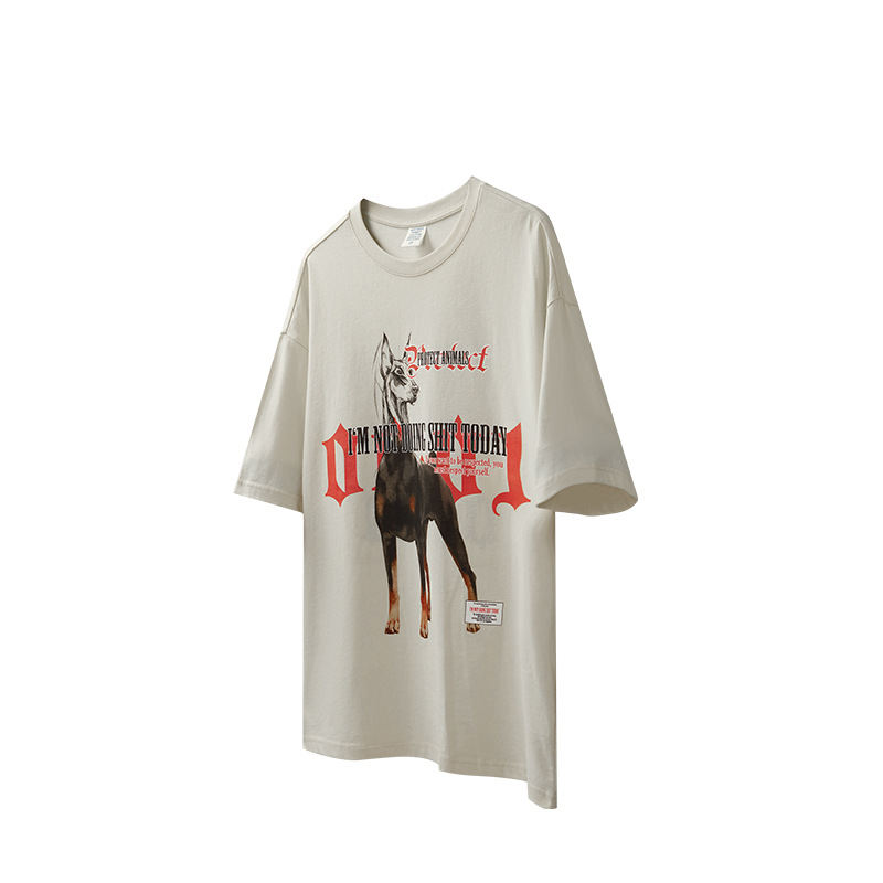 Linen Cotton Gothic Doberman T-Shirt 2423S23