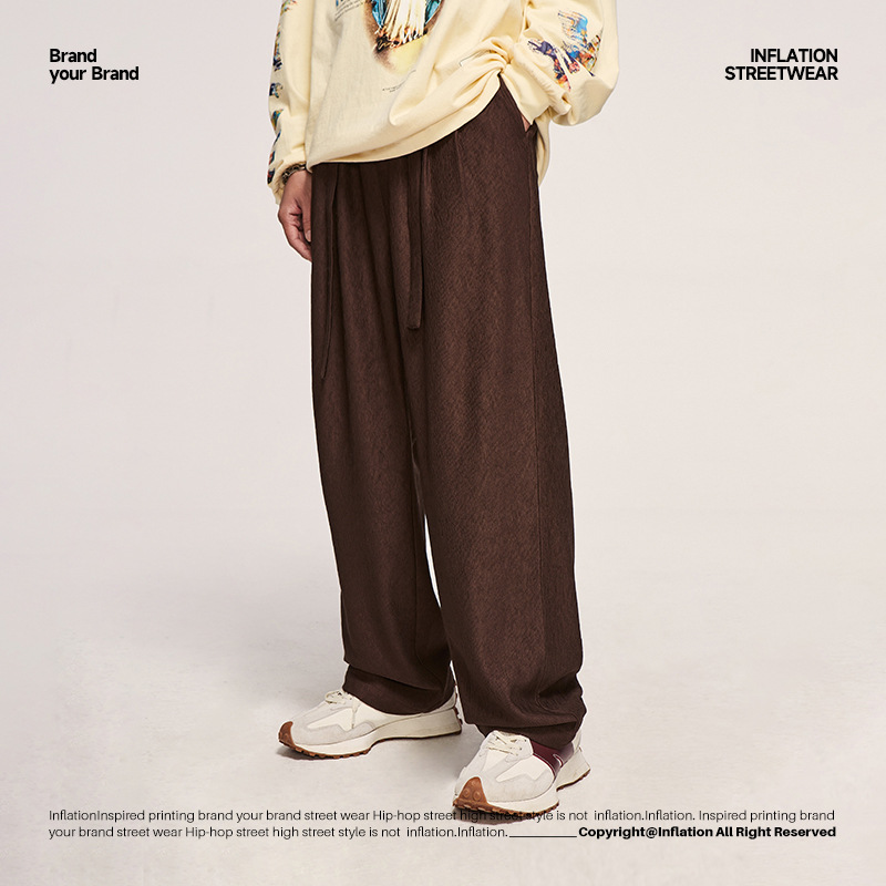 Loose casual men's trousers with streamers 12154S23