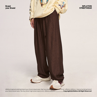 Loose casual men's trousers with streamers 12154S23