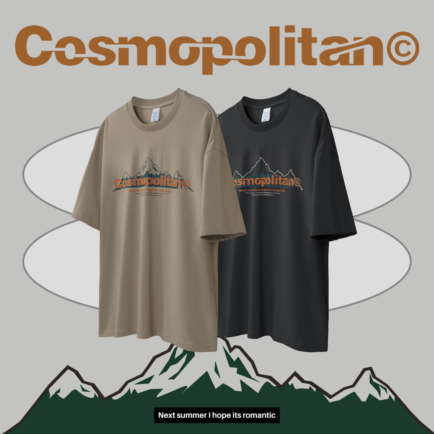 Mountain print letter T-shirt 2415S23