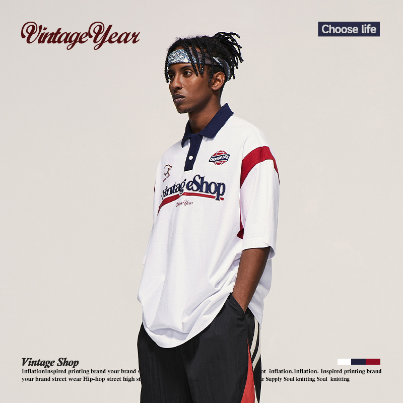 Printed retro contrast stitching POLO shirt 2476S23