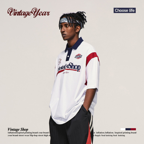 Printed retro contrast stitching POLO shirt 2476S23