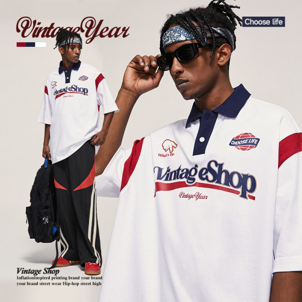 Printed retro contrast stitching POLO shirt 2476S23