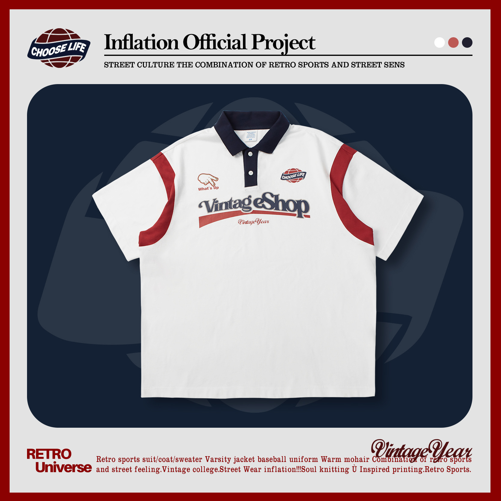 Printed retro contrast stitching POLO shirt 2476S23