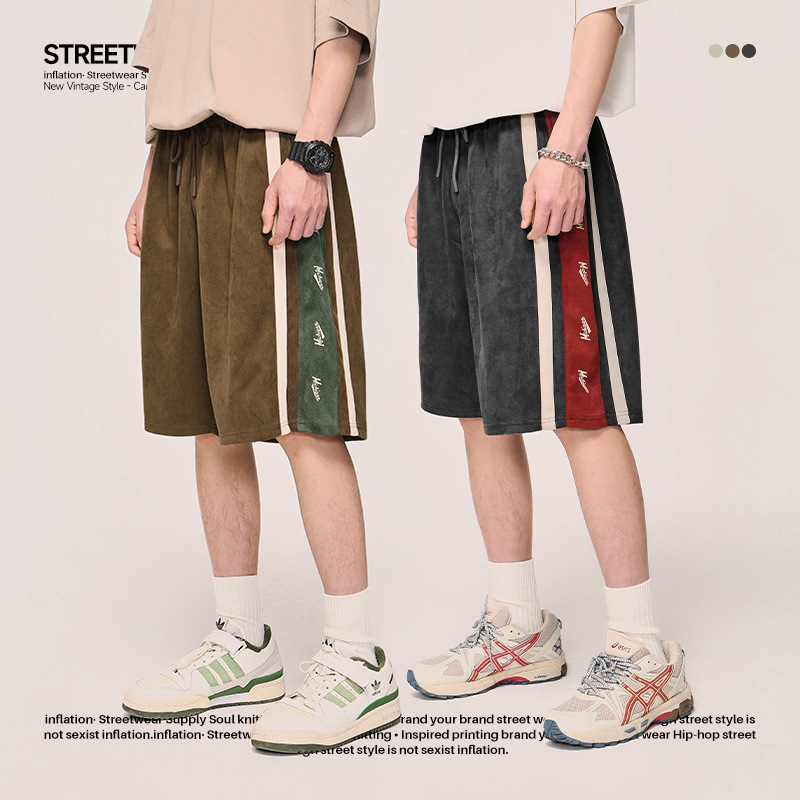 side striped fleece shorts 12214S23