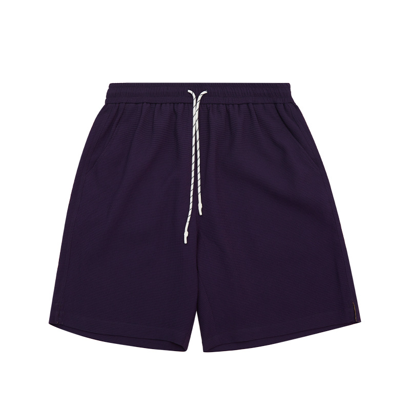 Waffle Japanese style casual solid color shorts 12159S23