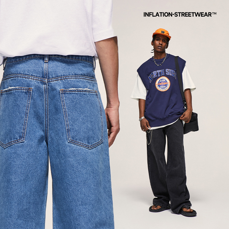 Washed loose wide-leg jeans 12146S23