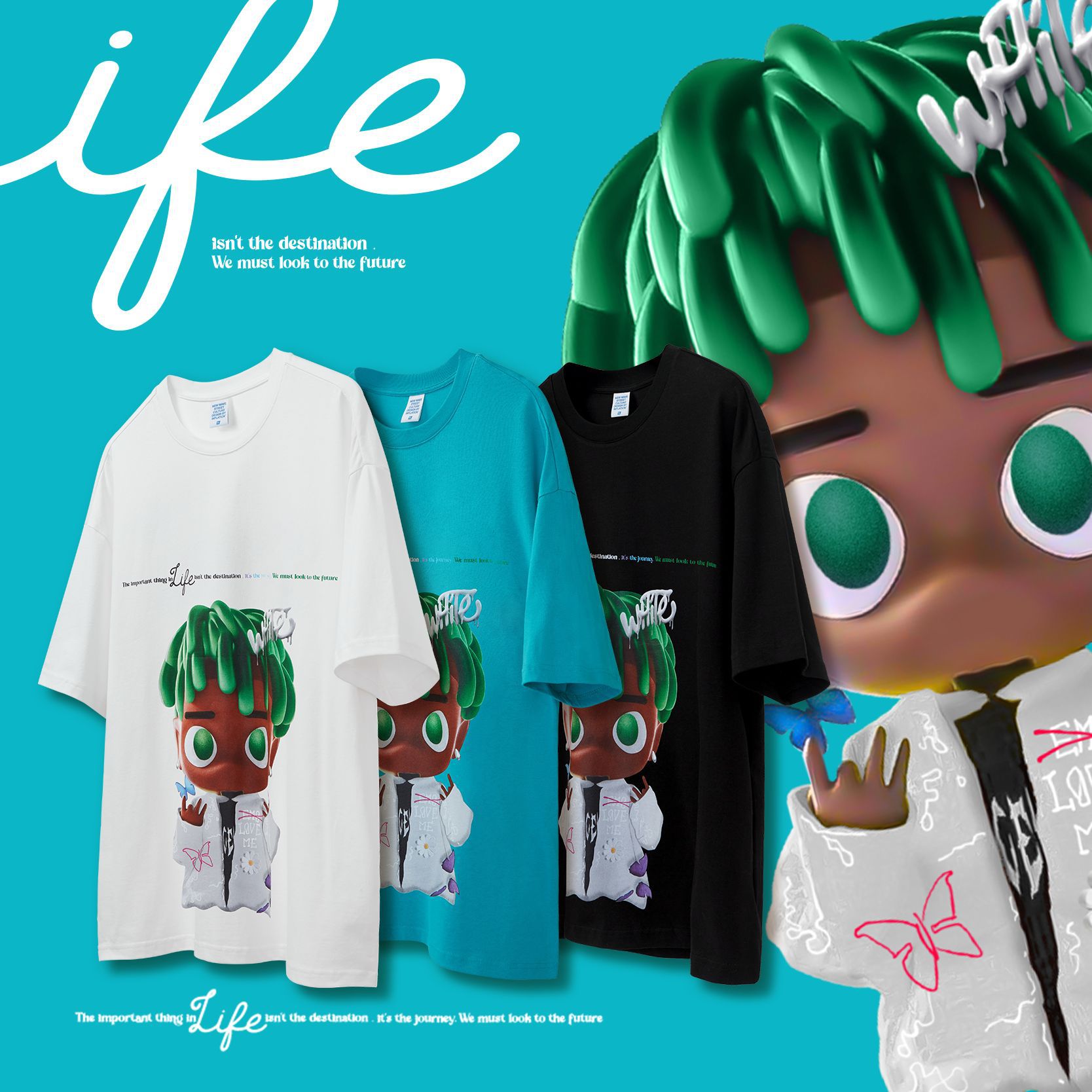 3D three-dimensional green algae head cartoon 2560S23