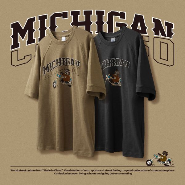 biker print T-shirt 2489S23