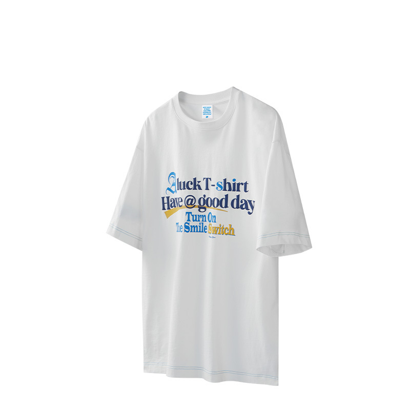 Contrast Stitched Textured Print T-Shirt 2430S23