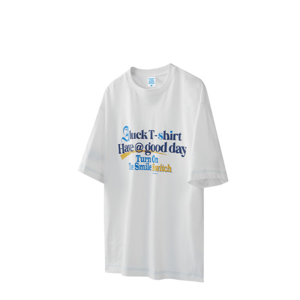 Contrast Stitched Textured Print T-Shirt 2430S23