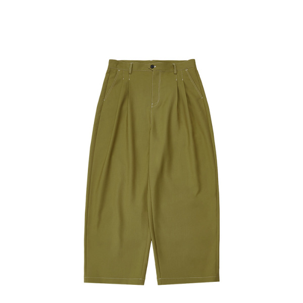 Contrast stitching wide-leg suit pants 12197S23