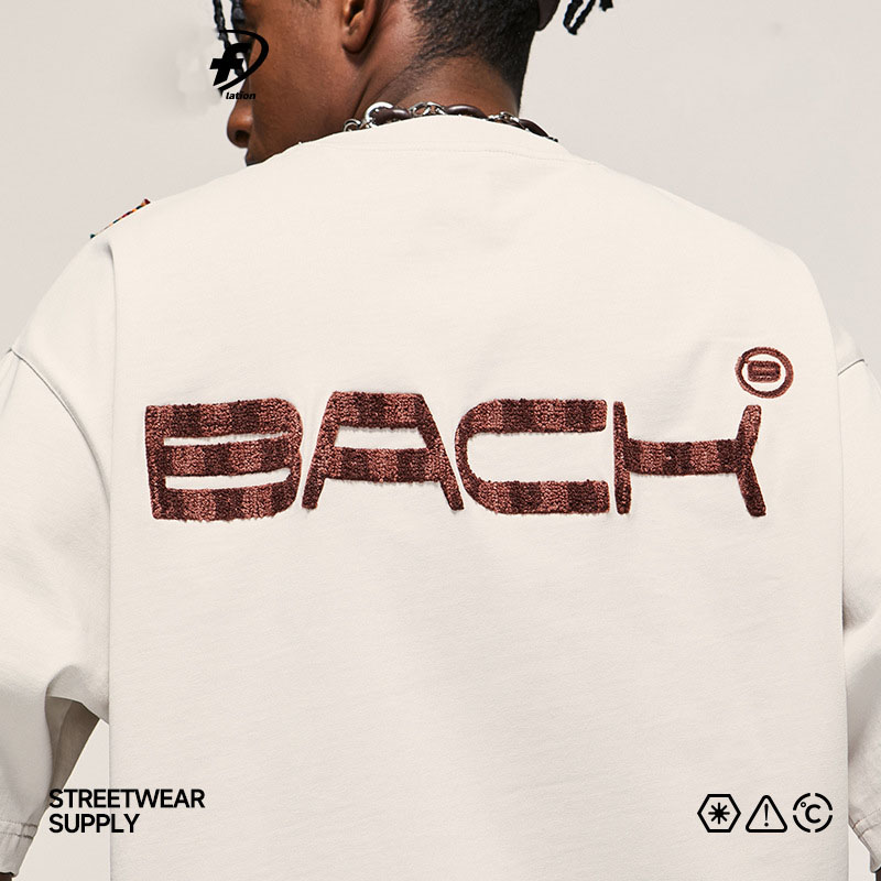 Contrasting color English towel embroidery two-color T-shirt 2462S23