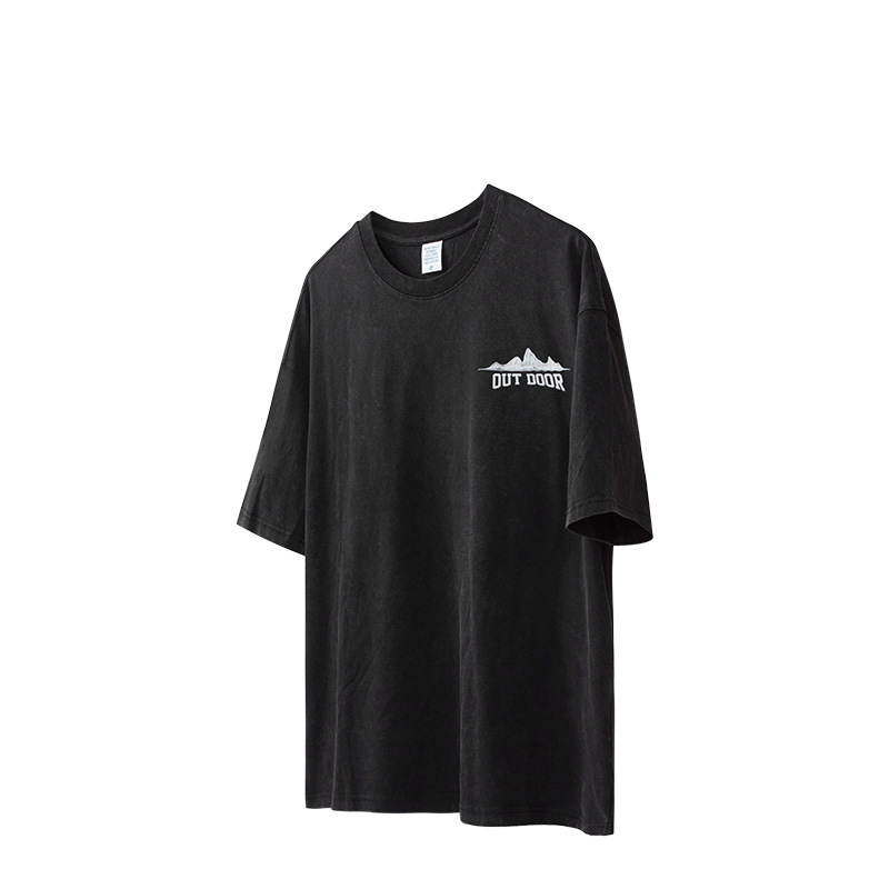 Distressed reflective mountain print T-shirt 2390S23