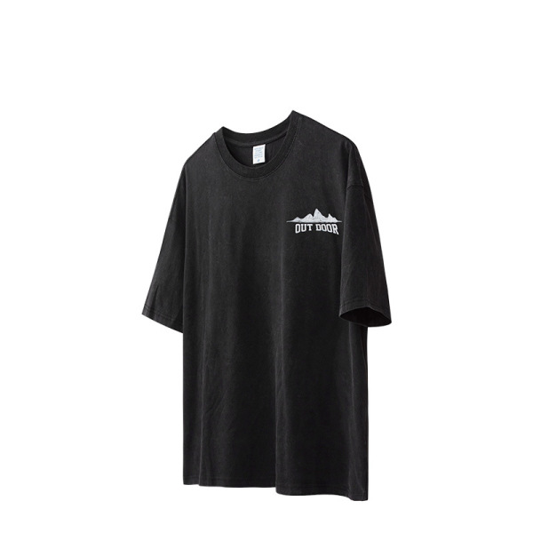 Distressed reflective mountain print T-shirt 2390S23