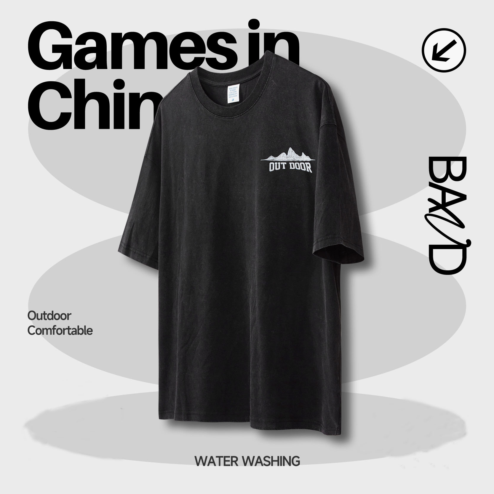 Distressed reflective mountain print T-shirt 2390S23