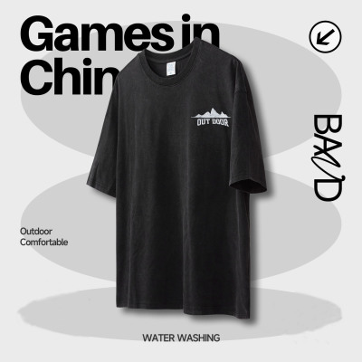 Distressed reflective mountain print T-shirt 2390S23