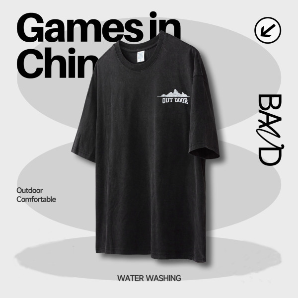 Distressed reflective mountain print T-shirt 2390S23