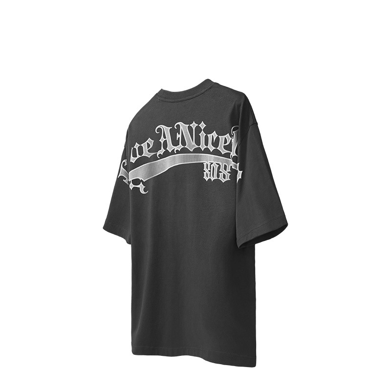 Embroidered back large letter T-shirt 2492S23