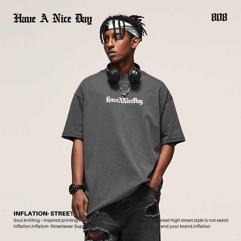 Embroidered back large letter T-shirt 2492S23