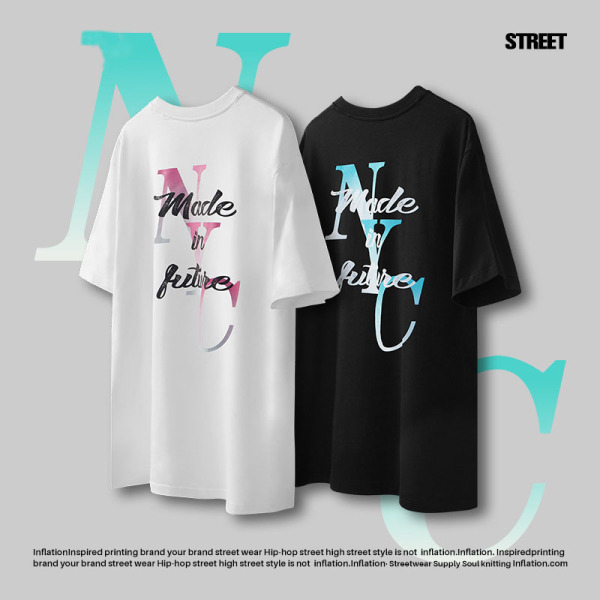 Gradient letter print T-shirt 2529S23