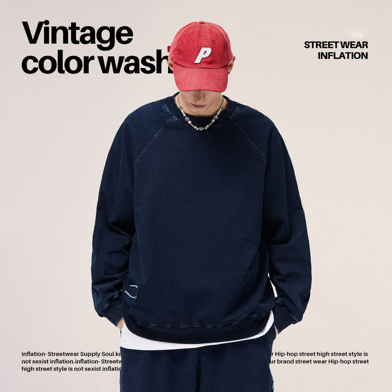 Indigo Knit Denim Sweatshirt 4217W22