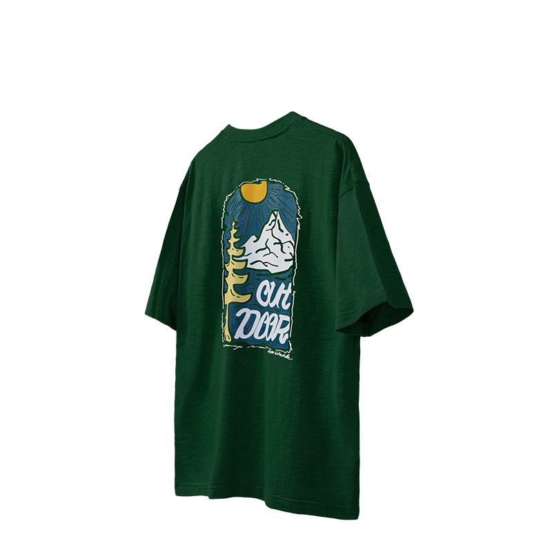 Mountain series figure stand up starched printed T-shirt 2447S23