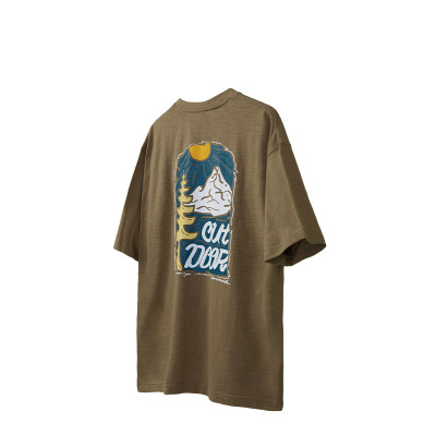 Mountain series figure stand up starched printed T-shirt 2447S23