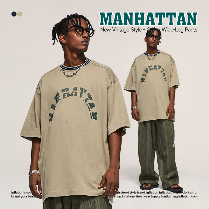 printed contrast collar T-shirt 2491S23