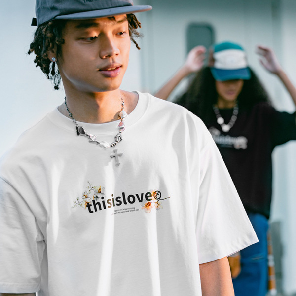 Romantic lettering floral print T-shirt 2539S23