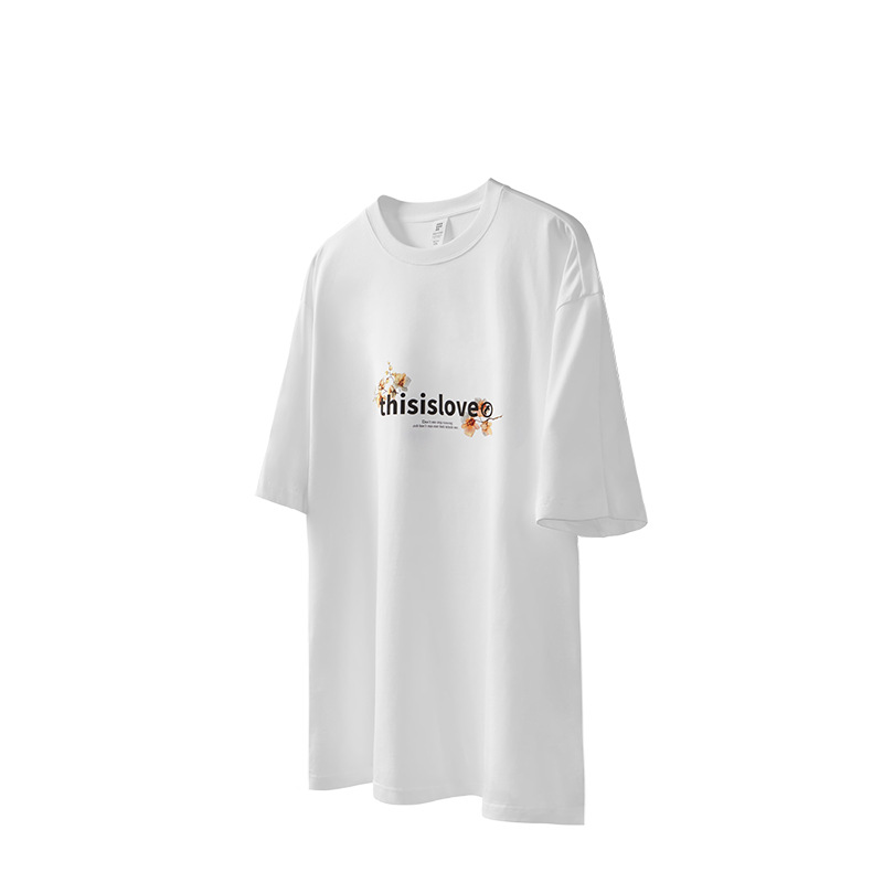 Romantic lettering floral print T-shirt 2539S23