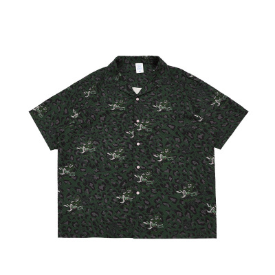 Seersucker Leopard Cuban Collar Shirt 9052S23