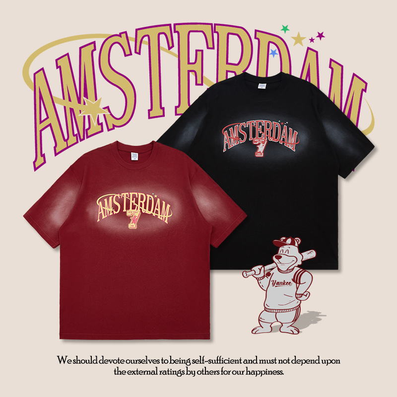 Spray-painted American lettering T-shirt 2597S23