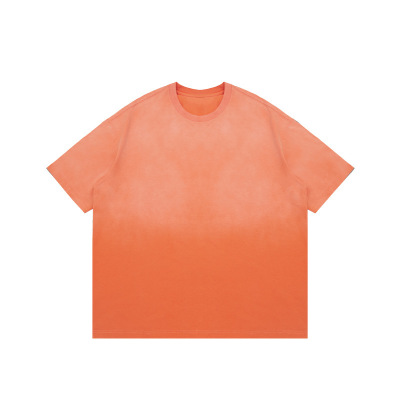 Street Gradient Solid Color Washed Old T-Shirt 2457S23
