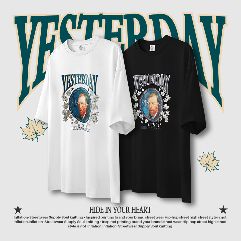 Vintage fun Van Gogh oil painting print T-shirt 2569S23