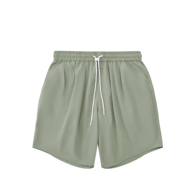 New Arrival Loose Double Pleated Drawstring Solid Color Shorts 15