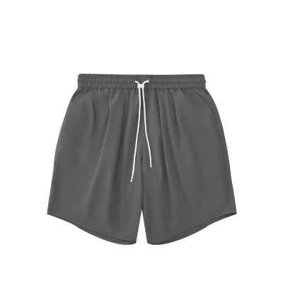 New Arrival Loose Double Pleated Drawstring Solid Color Shorts 15