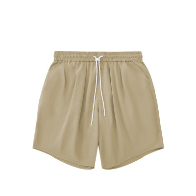 New Arrival Loose Double Pleated Drawstring Solid Color Shorts 15