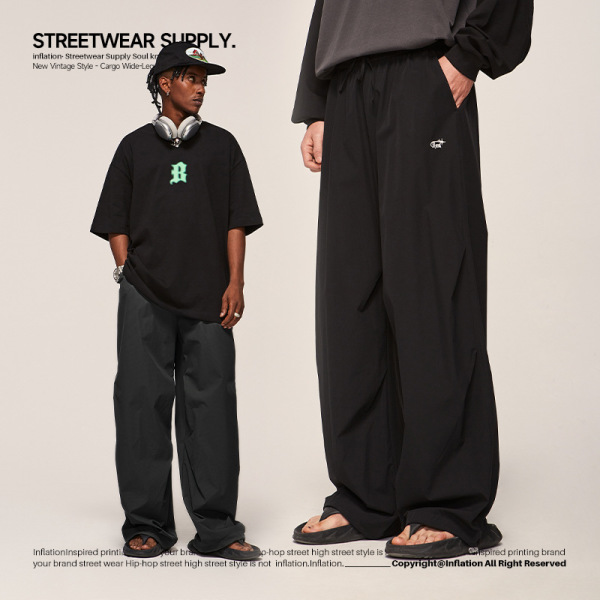 New brand trendy street loose straight men's trousers 13