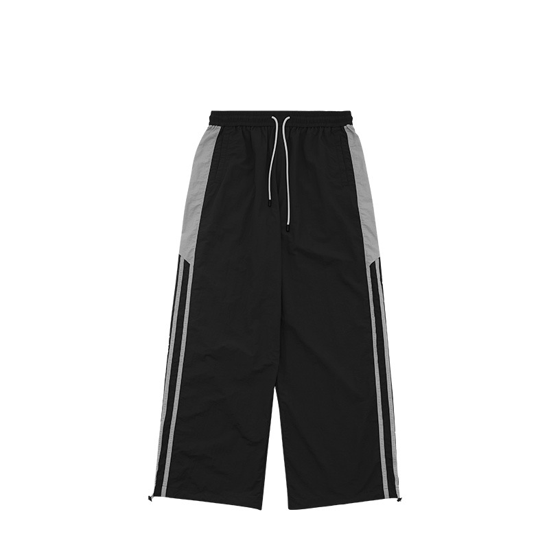 Sports Color Contrast Bar Wide Leg Pants Straight Casual Pants 6
